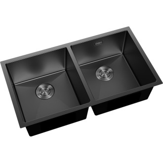 Mexen Binox oceľový drez s 2 drezami 800 x 450 mm, čierny - 6421802000-70