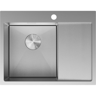 Jednodrezový oceľový drez Mexen Exar s odkvapkávačom, ľavý, 620 x 480 mm, nerezová oceľ HC - 6431621005L-01HC