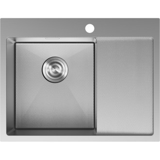 Jednodrezový oceľový drez Mexen Exar s odkvapkávačom, ľavý, 620 x 480 mm, nerezová oceľ HC - 6431621005L-01HC