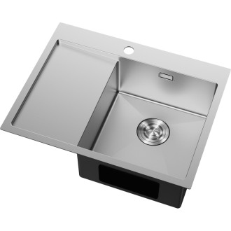 Jednodrezový oceľový drez Mexen Exar s odkvapkávačom, pravý, 620 x 480 mm, nerezová oceľ - 6432621005P-01