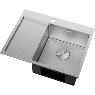 Jednodrezový oceľový drez Mexen Exar s odkvapkávačom, pravý, 620 x 480 mm, nerezová oceľ HC - 6432621005P-01HC