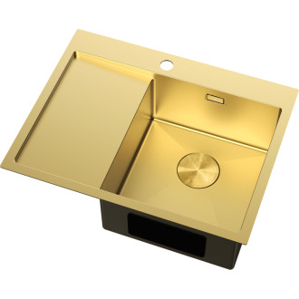 Jednodrezový oceľový drez Mexen Exar s odkvapkávačom, pravý, 620 x 480 mm, zlatý - 6432621005P-55