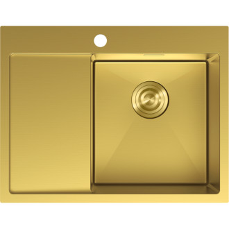 Jednodrezový oceľový drez Mexen Exar s odkvapkávačom, pravý, 620 x 480 mm, zlatý - 6432621005P-55