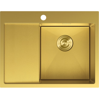 Jednodrezový oceľový drez Mexen Exar s odkvapkávačom, pravý, 620 x 480 mm, zlatá HC - 6432621005P-55HC