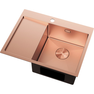 Jednodrezový oceľový drez Mexen Exar s odkvapkávačom, pravý, 620 x 480 mm, meď - 6432621005P-65