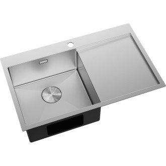 Jednodrezový oceľový drez Mexen Exar s odkvapkávačom, ľavý, 780 x 480 mm, nerezová oceľ - 6433781010L-01