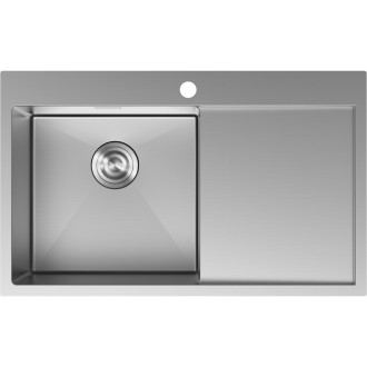 Jednodrezový oceľový drez Mexen Exar s odkvapkávačom, ľavý, 780 x 480 mm, nerezová oceľ - 6433781010L-01