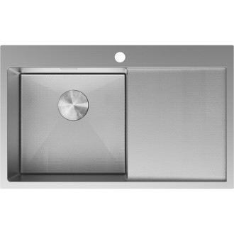 Jednodrezový oceľový drez Mexen Exar s odkvapkávačom, ľavý, 780 x 480 mm, nerezová oceľ HC - 6433781010L-01HC