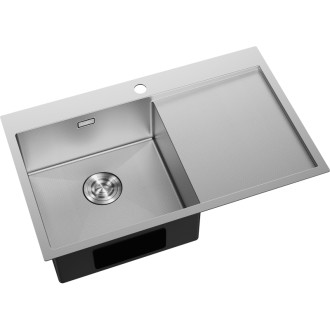 Jednodrezový oceľový drez Mexen Exar s odkvapkávačom, ľavý, 780 x 480 mm, nerezová oceľ HC - 6433781010L-01HC