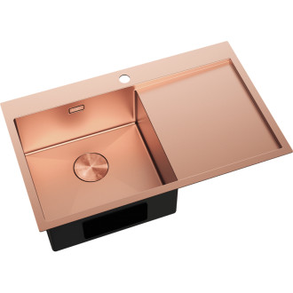 Jednodrezový oceľový drez Mexen Exar s odkvapkávačom, ľavý, 780 x 480 mm, meď - 6433781010L-65