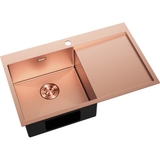 Jednodrezový oceľový drez Mexen Exar s odkvapkávačom, ľavý, 780 x 480 mm, meď - 6433781010L-65