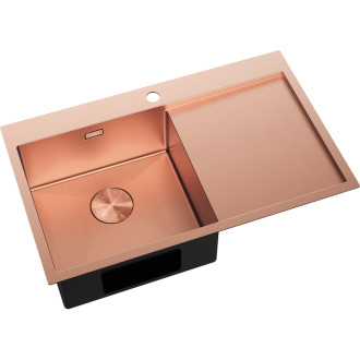 Jednodrezový oceľový drez Mexen Exar s odkvapkávačom, ľavý, 780 x 480 mm, medená HC - 6433781010L-65HC