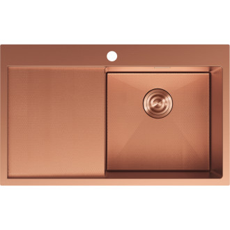 Jednodrezový oceľový drez Mexen Exar s odkvapkávačom, pravý, 780 x 480 mm, medená HC - 6434781010P-65HC