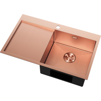 Jednodrezový oceľový drez Mexen Exar s odkvapkávačom, pravý, 780 x 480 mm, medená HC - 6434781010P-65HC