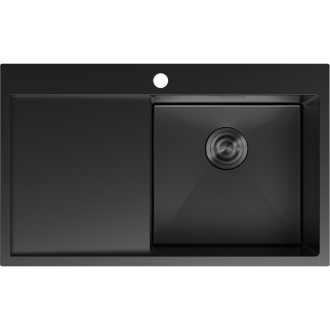 Jednodrezový oceľový drez Mexen Exar s odkvapkávačom, pravý, 780 x 480 mm, čierny - 6434781010P-70