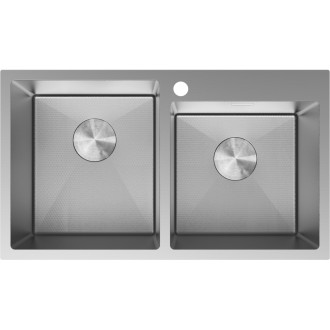 Mexen Xorin oceľový drez s 2 drezy 780 x 450 mm, nerez HC -6441782000-01HC
