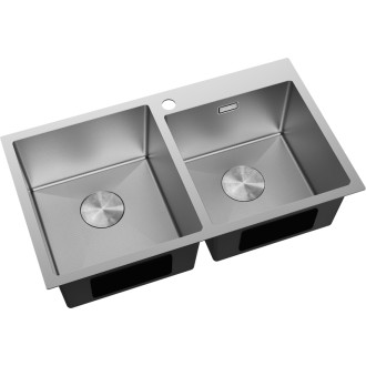 Mexen Xorin oceľový drez s 2 drezy 780 x 450 mm, nerez HC -6441782000-01HC