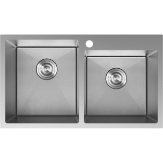 Mexen Xorin oceľový drez s 2 drezy 780 x 450 mm, nerez HC -6441782000-01HC