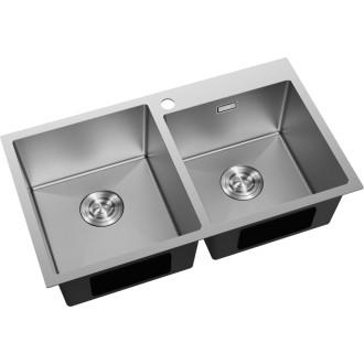 Mexen Xorin oceľový drez s 2 drezy 780 x 450 mm, nerez HC -6441782000-01HC