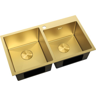 Mexen Xorin oceľový drez s 2 drezy 780 x 450 mm, zlatý - 6441782000-55