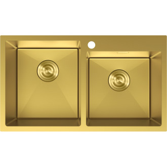 Mexen Xorin oceľový drez s 2 drezy 780 x 450 mm, zlatý - 6441782000-55
