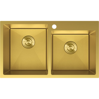 Mexen Xorin oceľový drez s 2 drezy 780 x 450 mm, zlatá HC - 6441782000-55HC