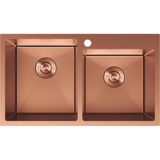 Mexen Xorin dvojdrezový oceľový drez 780 x 450 mm, meď - 6441782000-65