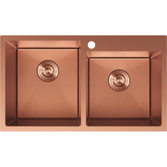 Mexen Xorin oceľový drez s 2 drezy 780 x 450 mm, medená HC - 6441782000-65HC