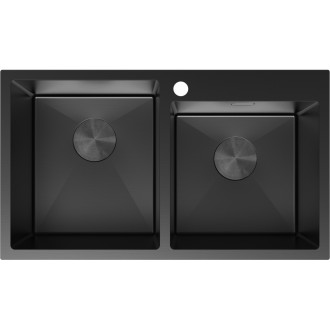 Mexen Xorin dvojdrezový oceľový drez 780 x 450 mm, čierny - 6441782000-70
