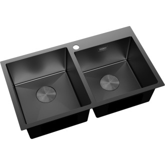 Mexen Xorin dvojdrezový oceľový drez 780 x 450 mm, čierny - 6441782000-70