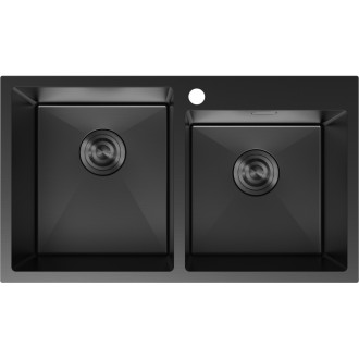 Mexen Xorin dvojdrezový oceľový drez 780 x 450 mm, čierny - 6441782000-70