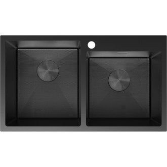 Mexen Xorin dvojdrezový oceľový drez 780 x 450 mm, čierny HC - 6441782000-70HC