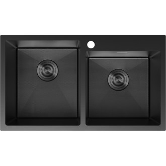 Mexen Xorin dvojdrezový oceľový drez 780 x 450 mm, čierny HC - 6441782000-70HC