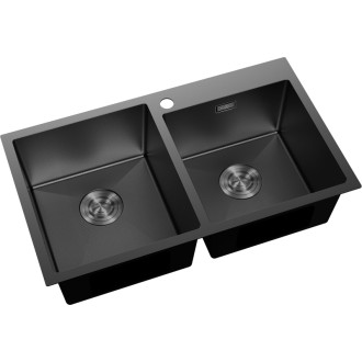 Mexen Xorin dvojdrezový oceľový drez 780 x 450 mm, čierny HC - 6441782000-70HC