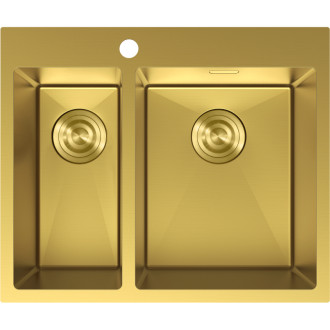 Oceľový drez Mexen Flexo, 1,5 drezu, 610 x 510 mm, zlatý - 6446611500-55