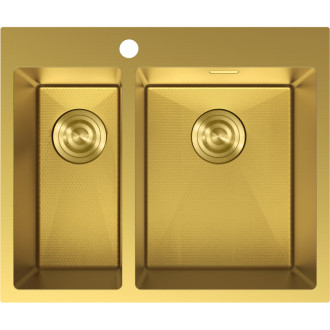 Oceľový drez Mexen Flexo, 1,5 drezu, 610 x 510 mm, zlatá HC - 6446611500-55HC