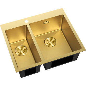 Oceľový drez Mexen Flexo, 1,5 drezu, 610 x 510 mm, zlatá HC - 6446611500-55HC
