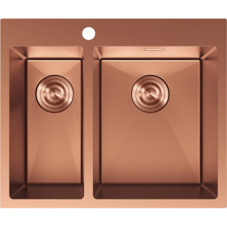 Oceľový drez Mexen Flexo, 1,5 drezu, 610 x 510 mm, meď - 6446611500-65