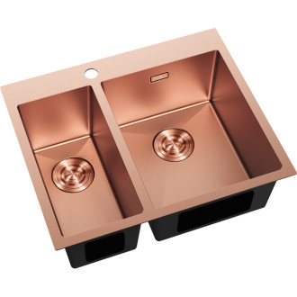 Oceľový drez Mexen Flexo, 1,5 drezu, 610 x 510 mm, meď - 6446611500-65