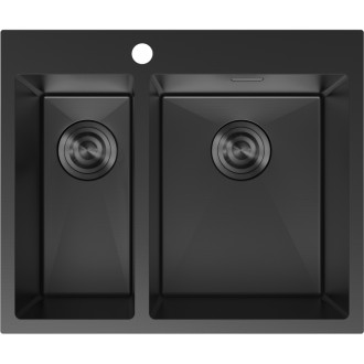 Oceľový drez Mexen Flexo, 1,5 drezu, 610 x 510 mm, čierny - 6446611500-70