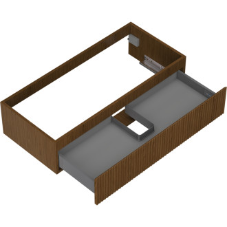 Mexen Rivel kúpeľňová skrinka pod umývadlo 100 cm, 1 zásuvka, drážkovaná, orech - 91A20-10023-1-BF86