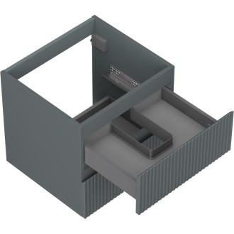 Mexen Rivel kúpeľňová skrinka pod umývadlo 50 cm, 2 zásuvky, drážkovaná, matný grafit - 91A20-05047-2-BFF66