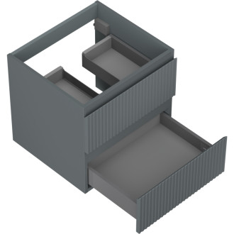 Mexen Rivel kúpeľňová skrinka pod umývadlo 50 cm, 2 zásuvky, drážkovaná, matný grafit - 91A20-05047-2-BFF66