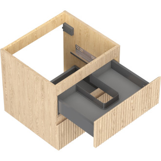 Mexen Rivel kúpeľňová skrinka pod umývadlo 50 cm, 2 zásuvky, drážkovaná, dub - 91A20-05047-2-BFF81