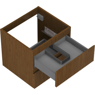 Mexen Rivel kúpeľňová skrinka pod umývadlo 50 cm, 2 zásuvky, drážkovaná, orech - 91A20-05047-2-BFF86