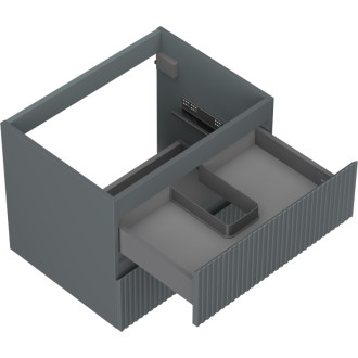 Mexen Rivel kúpeľňová skrinka pod umývadlo 60 cm, 2 zásuvky, drážkovaná, matný grafit - 91A20-06047-2-BFF66