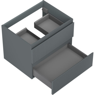 Mexen Rivel kúpeľňová skrinka pod umývadlo 60 cm, 2 zásuvky, drážkovaná, matný grafit - 91A20-06047-2-BFF66