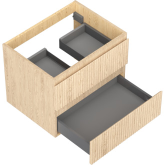 Mexen Rivel kúpeľňová skrinka pod umývadlo 60 cm, 2 zásuvky, drážkovaná, dub - 91A20-06047-2-BFF81