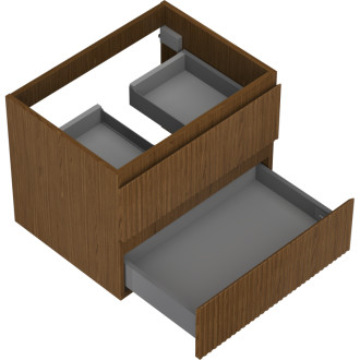 Mexen Rivel kúpeľňová skrinka pod umývadlo 60 cm, 2 zásuvky, drážkovaná, orech - 91A20-06047-2-BFF86