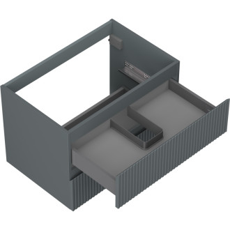 Mexen Rivel kúpeľňová skrinka pod umývadlo 70 cm, 2 zásuvky, drážkovaná, matný grafit - 91A20-07047-2-BFF66